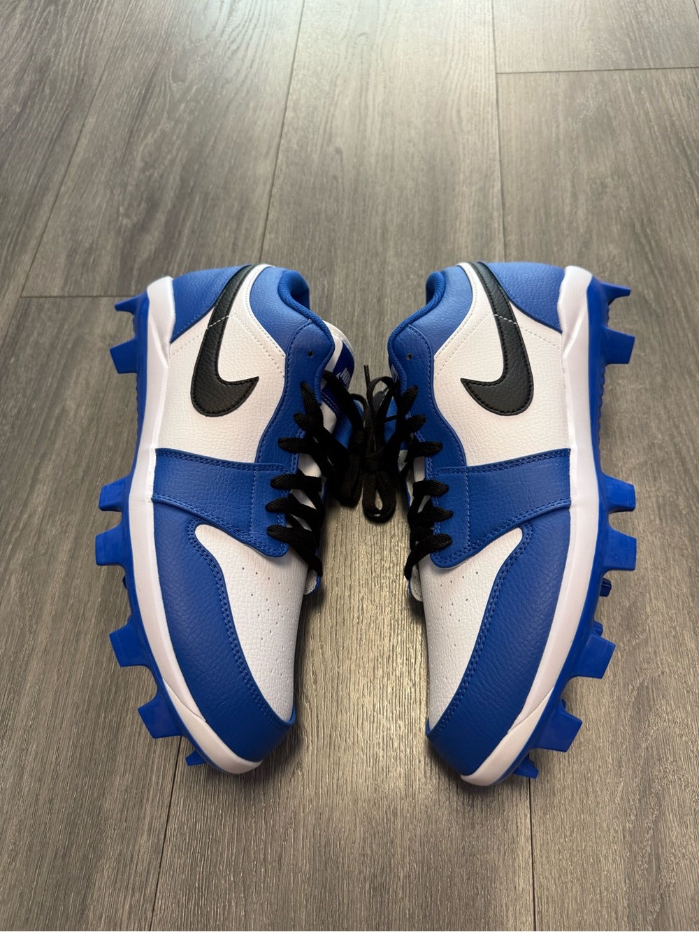 Jordan 1 Retro MCS Low Blue Black White Baseball Cleats CJ8524-411 Men's Size 12